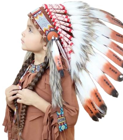 KARMABCN Indianer Kopfschmuck für 5 bis 8 Jahre Kinder/Kinder Feder Kopfschmuck (Brown)