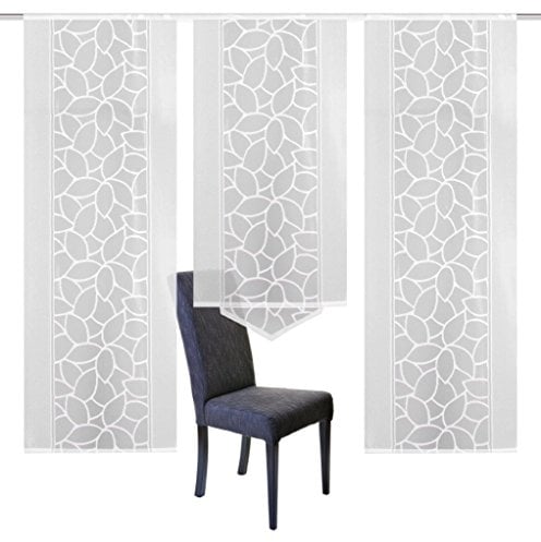 Home Fashion 3er-Set SCHIEBEGARDINEN Jacquard, weiß, : 2X 225x57 cm + 1x 145x57 cm