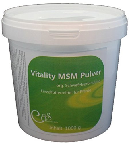 Vitality MSM Pulver Pferde - Pferdegelenke, Muskeln, Fellwechsel, höchster Reinheitsgrad, Tierfutter, (1000 g)