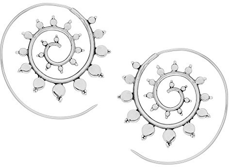 81stgeneration 925 Silber Sonnen-Durchziehohrringe | Spiral-Creolen aus Sterlingsilber im Indischen Stil mit Sonnenschliff | Tribalschmuck für Damen | Festival Boho Mandala Einfädler-Reifen