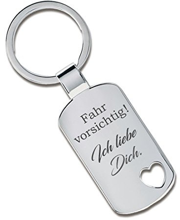 Lieblingsmensch Schlüsselanhänger Modell: Fahr vorsichtig Ich liebe Dich (Ausgestanztes Herz)