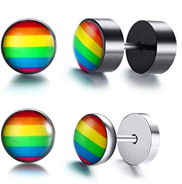 LGBT Regenbogen Ohrstecker Gay Pride Schwul Homosexual Homosexuell Damen Herren Ohrstecker Edelstahl Regenbogenfarben Ohrringe