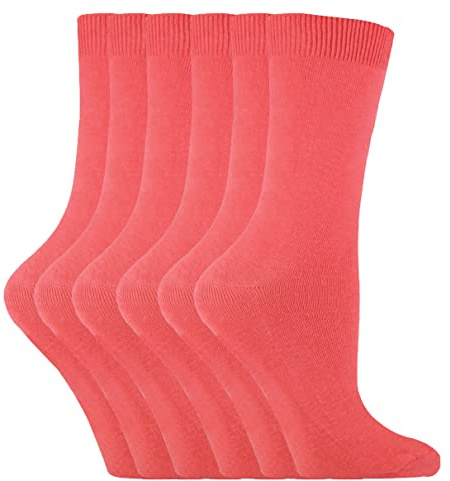 Sock Snob - 6 Pairs of Ladies Thin Plain Coloured Cotton Rich Ankle Socks 4-7 uk
