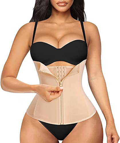 CHUMIAN Unterbrust Korsage Damen Taillenformer Waist Trainer Gürtel Korsett Bauch Body Shaper Corsage Bauchweggürtel für Gewichtsverlust (M, Beige)