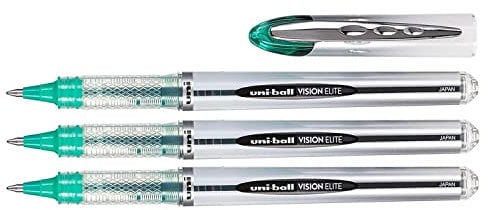 UNI-BALL Vision Elite UB200 Flüssigtinte, mittlere Spitze, 0,8 mm, Grün, 3 Stück