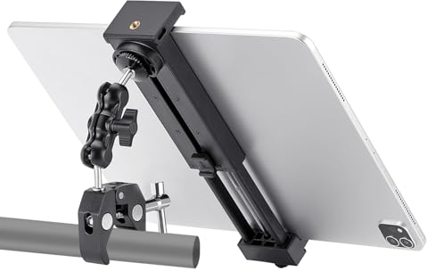 NUOMIC Exercise Bike Tablet Holder, Portable Mount Clamp for Treadmill, Cross Trainer, Spin Bike - Compatible With iPad Mini, Air, Pro and iPhone 4.7-12.9 inch
