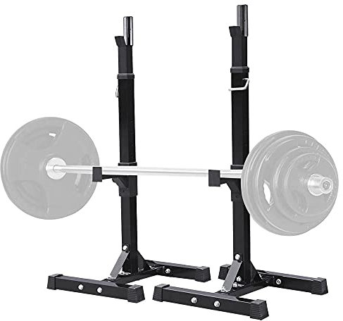 Yaheetech Heavy Duty Squat Stand Rack Height-Adjustable Olympic Barbell Racks Fitness Weight Lifting Racks Black