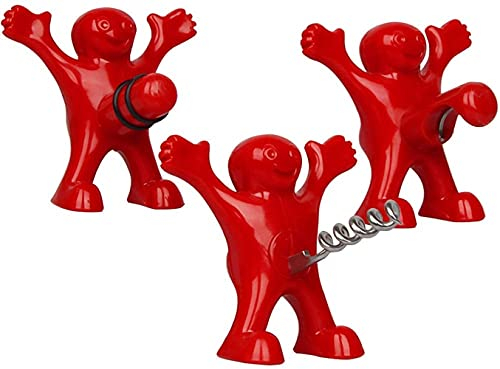 LATRAT Apribottiglie con cavatappi divertente, uomo rosso, apribottiglie per bottiglie di birra, apribottiglie per vino, set di tappo, regalo divertente, apribottiglie divertente per uomini (rosso)