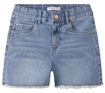 NAME IT Mädchen Nkfrose Hw Mom Dnm 8222-ya Noos Shorts, Medium Blue Denim, 152 EU
