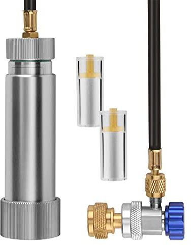 Lichamp AC Öleinspritzdüse R134A, R1234YF Kältemittel-/Klimaanlagen-Farbstoffeinspritz-Set mit verstellbarer Kupplung und Ölprüfern