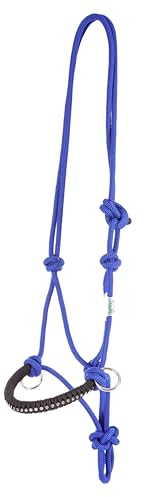 USG 15050024 Knotenhalfter, umflochtener Nasenriemen mit Glitzersteinchen, Royalblau, Vollblut/Warmblut