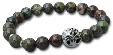 Poporry Drachenblut Jaspis Aromatherapie Armband mit Baum des Lebens aus Edelstahl