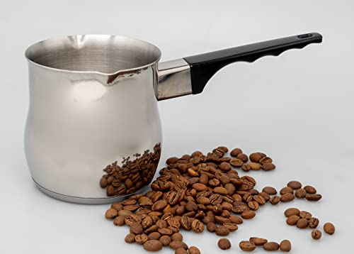 Ilsa Türkische Kaffeekanne 500 ml Turka Cezva Ibrik Cezve Edelstahl für Induktionsherde mit zwei Ausgüssen
