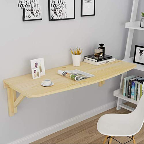 JYCCH Wandmontierter Klapptisch Klappbarer Kiefernholz-rundes Ende zum Aufhängen an der Wand montierte schwimmende Regale Lagerregal Tisch Bücherregal Laptop-Schreibtisch für Zuhause und