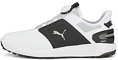 PUMA Herren Ignite Elevate DISC Golfschuh, White Black Silver, 43 EU