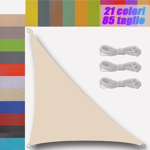 telo ombreggiante Triangolare Impermeabile 2x2x2.8m Traspirante protezione solare Varie Dimensioni con Corde tenda per esterni esterno giardino bordo balconi patio BiancoCrema