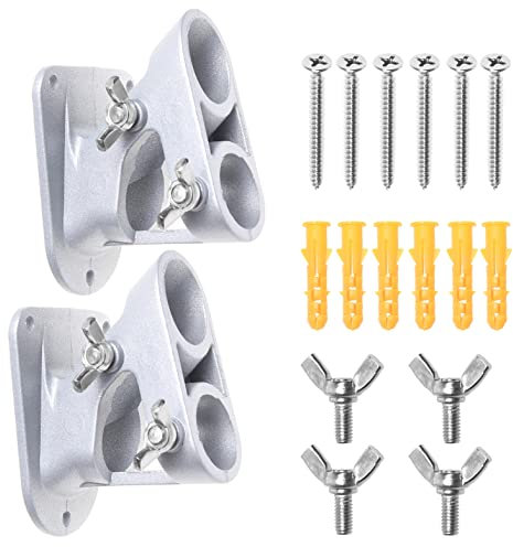 Eco-Fused Lot de 2 Porte-Drapeaux Argentés - Support de Montage de mât de Drapeau en Alliage d'aluminium pour mâts de diamètre intérieur de 1 (2,54 cm) - Résistant à la Rouille - 2 Postes