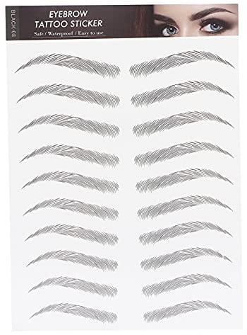 Adesivi per Tatuaggi per Sopracciglia 6D, Stencil per Modellare le Sopracciglia, Adesivi per Trasferimento delle Sopracciglia Impermeabili Semipermanenti Simili Ai Capelli in Stile Arco per(NERO-08)
