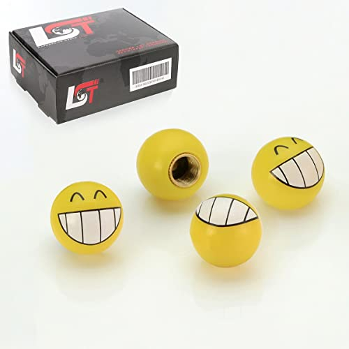 LST 4x Ventilkappe Reifenventil Kappe Kugel Smiley Grinsen Gelb PKW LKW Roller
