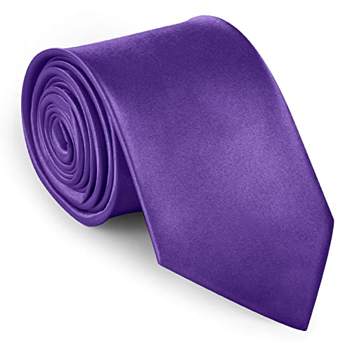 URAQT Cravate Homme, Cravate pour hommes faite à la main, 8CM Étroit Slim Plusieurs Couleurs Disponibles, Cravate Unie pour Mariage Cravate d'Affaires Formelle, Couleur Violet Foncé