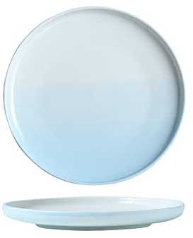 DAPERCI Essteller Speiseteller, 20,3 cm, hellblau, Farbverlauf, rund, Keramik, Salat/Pasta/Obst/Vorspeise/Dessert, Weihnachtsteller, 2er-Set Essteller