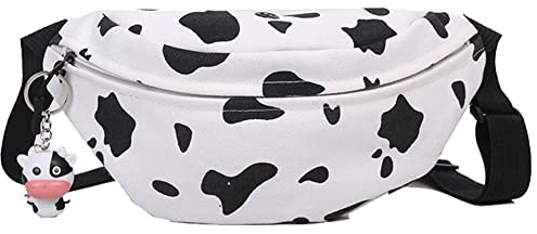 Vepoty Crossbody Bauchtasche Mode Kuh Hüfttasche Tasche Entzückende Brusttasche Segeltuch Reise Bauchtasche für Frauen Mädchen