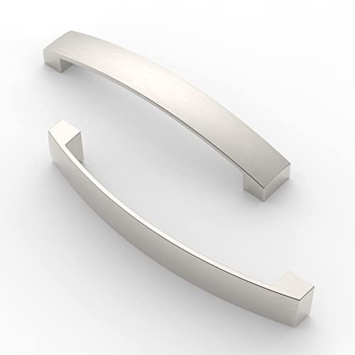 FURNIWARE 5 Pack Cabinet Handles, Hardware Drawer Pulls, Aluminum Kitchen Cabinet Door Handles Pull, Brushed Nickel-128mm(5 Inch) Hole Center