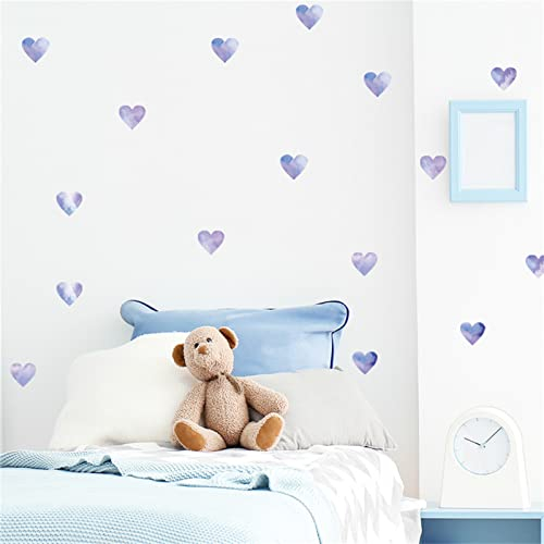 Sarah Duke Wandsticker Kinderzimmer, Lila Herzen Selbstklebend Wandtattoo, DIY Kinder Aufkleber Wand, Wandaufkleber für Mädchen