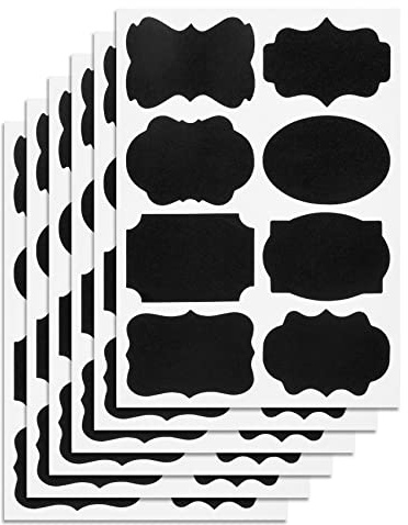 48 Pcs Labels for Jars, Pantry Labels, Food Label Stickers, Reusable Chalkboard Label for Kitchen, Bottles, Food Containers