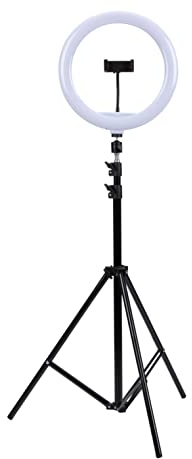 Grundig Ring Light Professional Con Treppiede Regolabile 195 cm - Luce LED Cerchio Per Video - Luce Selfie Con Supporto Telefono - Luce Foto TikTok - Luce Anello Per Selfie E Trucco Con 3 Impostazioni