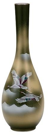 Nakamaru K8-1221 Kutani Ware Nr. 8.5 Vase, Doppelkranich im Wolkenmeer