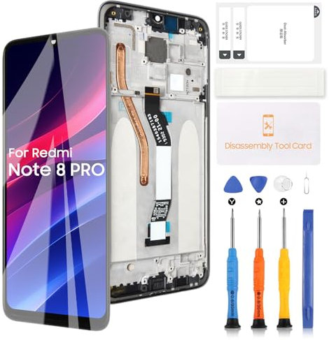 LADYSON Pantalla LCD para Xiaomi Redmi Note 8 PRO M1906G7G Reemplazo Pantalla LCD Pantalla Táctil Digitalizador Kit de Reemplazo con Herramienta (Negro con Marco)