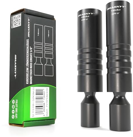 HASKYY Magnet Zündkerzenschlüssel Glühkerze Gelenk Kerzenschlüssel Satz Zwölfkant SW 14 16 mm 3/8 Steckschlüssel