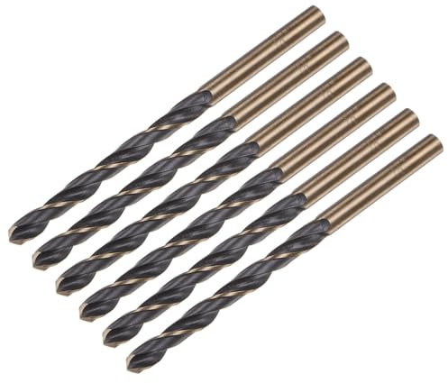 sourcing map 6pcs Jobber Drill Bits 5mm Black Nitride & Gold Titanium Coated 4341 High Speed Steel (HSS) 135 Degree Split Point Twist Drill Bits for Stainless Steel Metal Plastic Wood