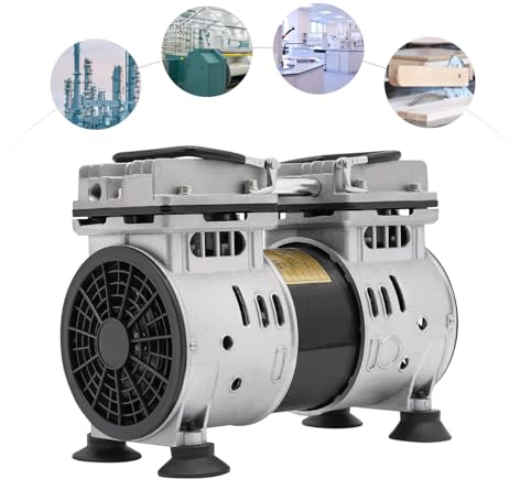 Vakuumpumpe, 220V Vacuum mit Schalldämpfer, Ölfrei Labor Unterdruckpumpe Vakuum, Industrie Labor Vakuum Pumpe aus Aluminiumlegierung, Ganz-Kupfer-Motor (Isolationsklasse-B)