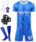 Fußballtrikot für Kinder,Fussball Trikot Kinder Set mit Schlüsselanhänger,Fußball T-Shirt,Fußball Shorts und Fußball Socken,Nr.7 Kinder Trikot Geeignet für Kinder (130-140cm, Blau A)
