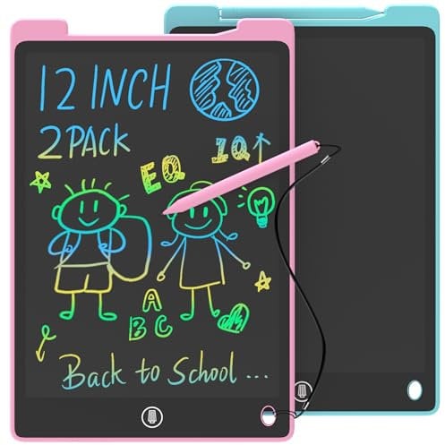 GUYUCOM 2 Stück Kinder Zeichentafel 12 Zoll Kinder Spielzeug ab 2 3 4 5 6 Jahre alt Junge Mädchen,Schreibtafel Maltafel Kinderspielzeug und Geschenke zum Geburtstag