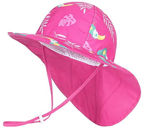 Gorro Sol bebés, Sombrero de ala Ancha para el Cuello para protección UV, Sombrero para el Sol de Verano para Cubo de Pesca Infantil Ajustable con Correa para la Barbilla (B52)