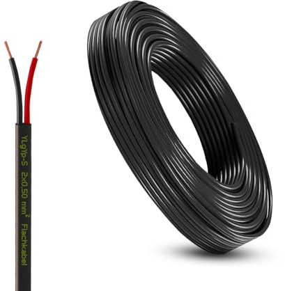 KFZ Kabel 2x0,5–4mm² rot schwarz | Autokabel 12V/24V Stromkabel flach & rund | 2-adrige Fahrzeugleitung für Auto, Anhänger, Wohnmobil, Boot, öl- & UV-beständig (Flachkabel 0,50 mm², 10 Meter)