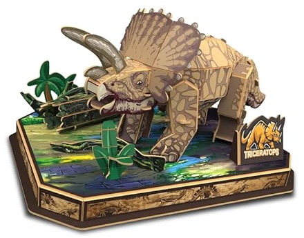 3D Dinosaurier Puzzle Set, Triceratops Modell, 45 Teile Puzzle für Craft Kit für Jungen Geschenk Alter 7+, STEM Spielzeug Geschenke für Kinder