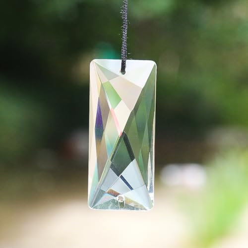 Cherrynight XLJP 5PCS Kristall Anhänger 2 Zoll Glas Kunst Rechteckiges Prisma Kronleuchter Lampe Teil Ersatz Suncatcher Facettierte Shinning Säule Hängen Prisma