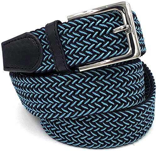 LisaModa Herren Stretch Flechtgürtel LM1000 Stretchgürtel Stoffgürtel Viele Farben (Schwarzblau 019, 85-110)