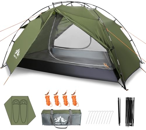 Night Cat Camping Zelt 2 Personen: Wasserdicht Campingzelt 2 Man Zente Zwei Schichten Einfache Einstellung Leicht Für Trekking Wandern Garten