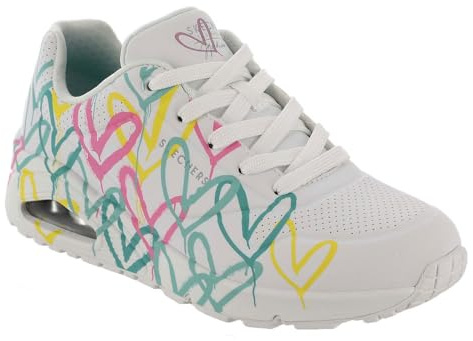 Skechers Damen Low Sneaker/Schnürschuhe Changed Love Weiß Synthetik, Größe:38½, Farbauswahl:Weiss-Kombi