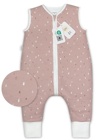 Ehrenkind® Babyschlafsack | Schlafsack mit Füßen 2.5 TOG | Bio-Baumwolle | Ganzjahres Schlafsack Baby Gr. 80 Farbe Rose Tropfen | Oeko-Tex | Schlafsack winter und Sommer Schlafsack Kinder