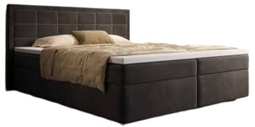 Luxusbetten24 Boxspringbett Athina Samt 180x200 Doppelbett Polsterbett Bett mit 5 Gang Bonell Federkern Matratze | Bezug: Samt | Farbe: Schwarz | Härtegrad: H2 (bis 70kg)