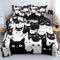 Luowei Halloween Bettwäsche 135x200 4teilig Katze Schwarz Weiß 3D Bettwäsche Halloween Weich Kuschelig Microfaser Bettwäsche für Kinder Teenager Geschenk mit Reißverschluss und 2 Kissenbezüge 80x80 cm