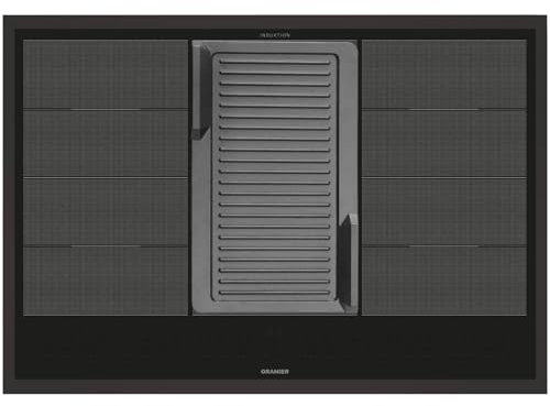 Oranier Flächen-Induktion-Kochfeld 80 cm FLI680 - autarkes Induktionskochfeld mit Brückenfunktion gerillte Grillplatte & schwarzer Kochfeldrahmen