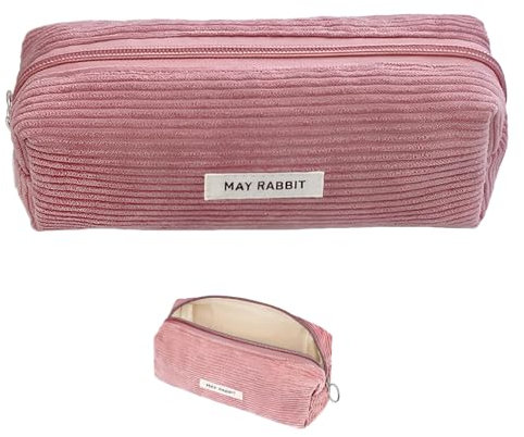 iCovalescent Trousse à Crayons, Trousse en Velours Côtelé, pour Garçons et Filles, Esthétique Ado, Articles pour l'École, et Bureau (Rose)
