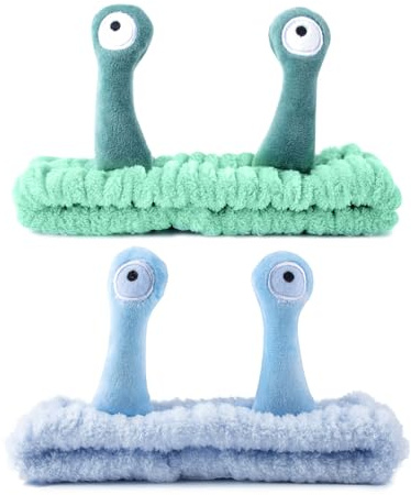 GWAWG 2 Stück Haarband Kosmetik Snail Headband Verwendung für Schminken Hautpflege Gesicht Waschen Spa Schönheit für Frauen Mädchen Grün und Blau